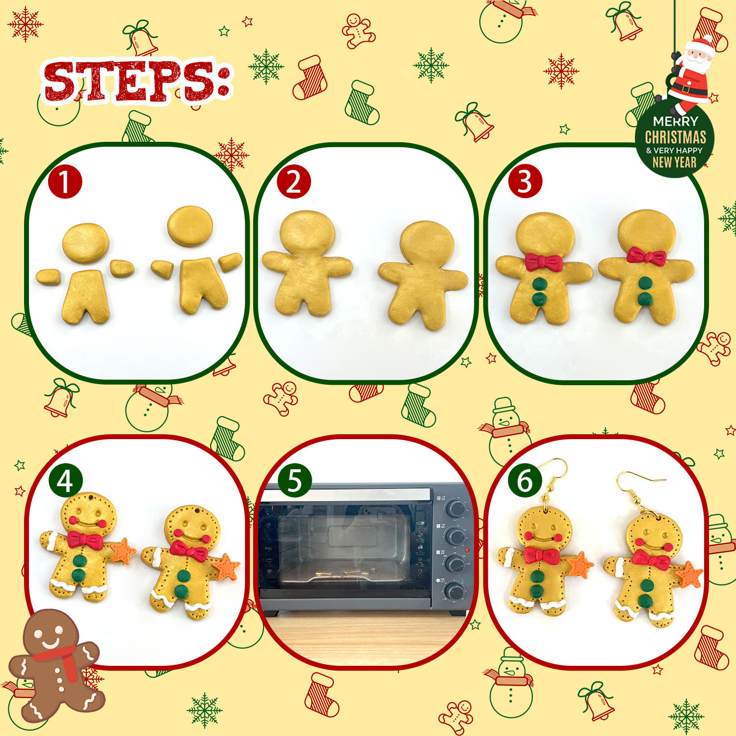 Cross-border Christmas color box soft clay handmade diy tool set earrings mold Geometric pattern cutter Specification drawing