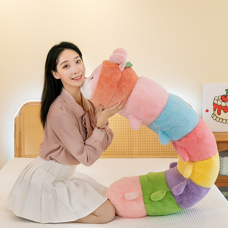 Cute caterpillar doll, sleeping leg rest pillow, plush toy, sleeping backrest doll, birthday gift details Picture