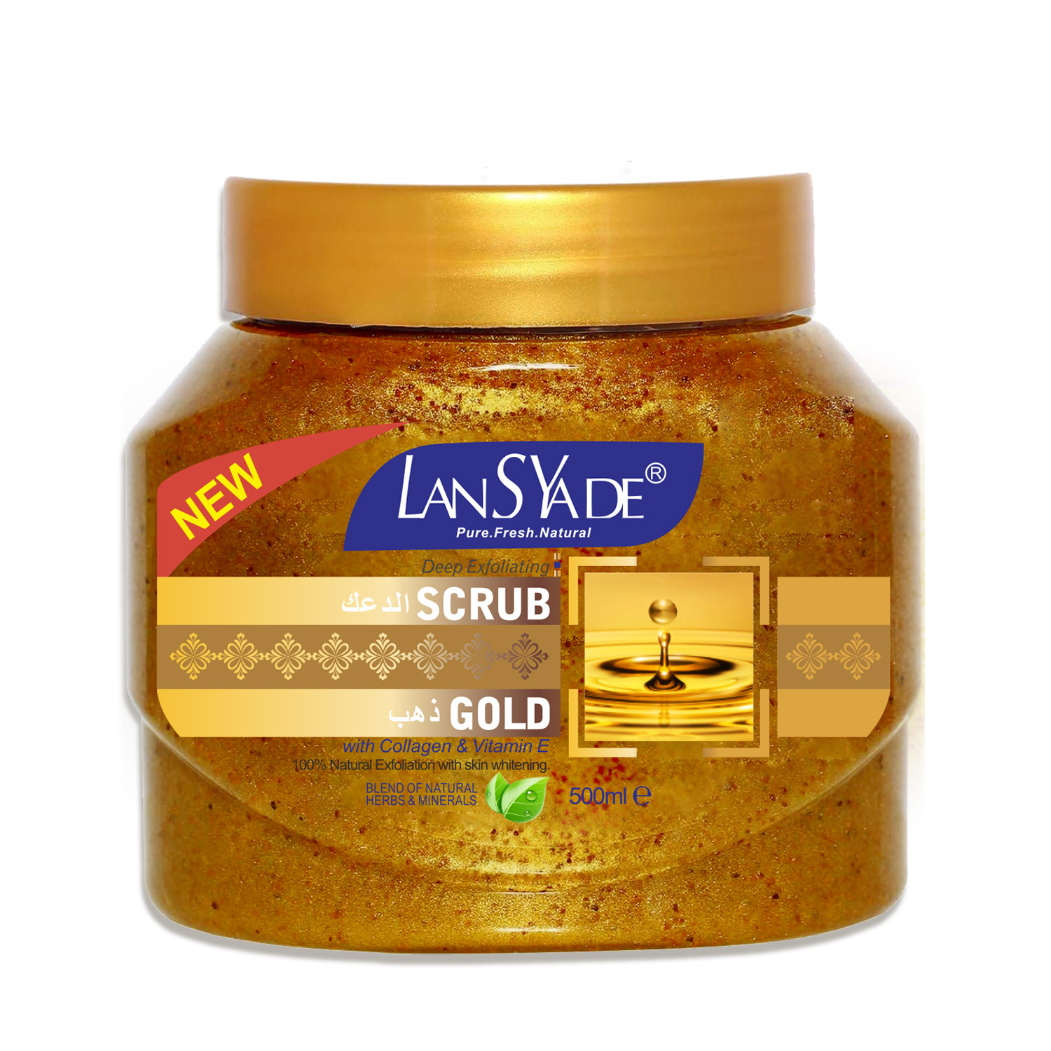 Cross-border 24K gold Scrub 500g Softening, exfoliating, cleansing and firming Scrub wholesale for export Item Picture
