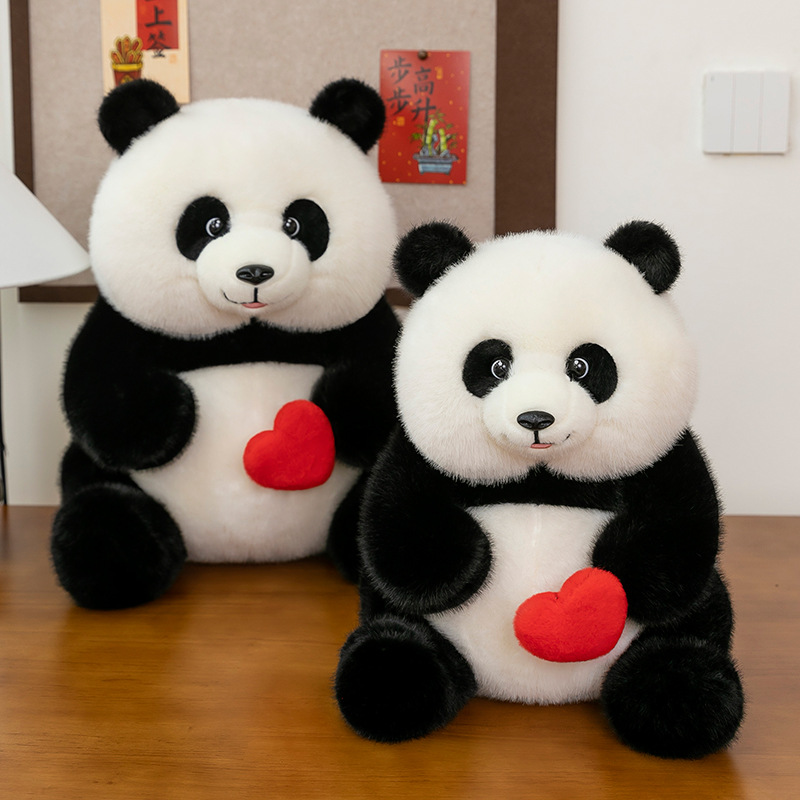Cross-border new heart-shaped panda plush toy doll, a super cute children's gift full figure