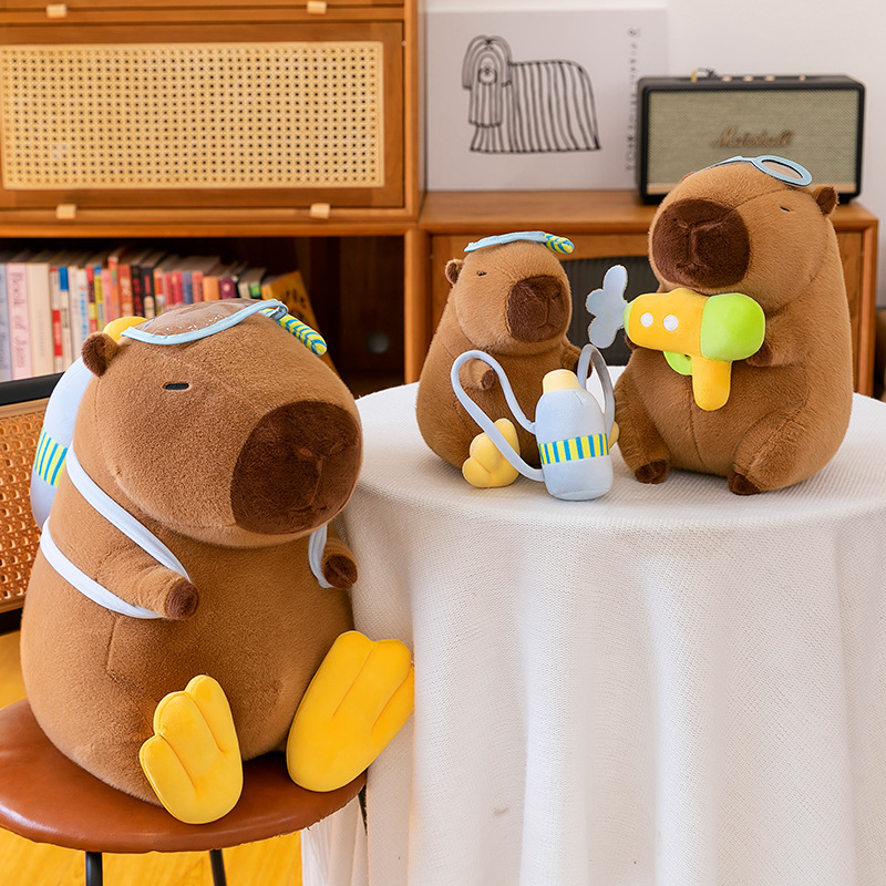 New cute pilot Capybara diving series plush toys, Kapibalagong plush toys, children's birthday gifts Specification drawing