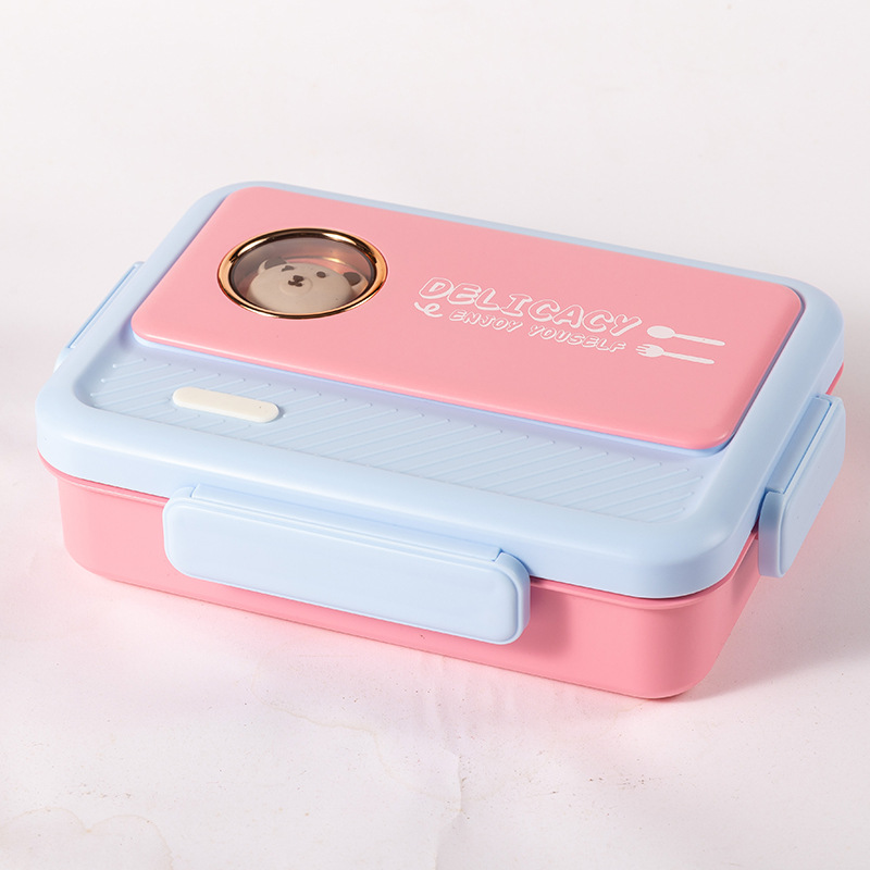 New type of lunch box: three-compartment stainless steel student large-capacity compartments lunch box, children's cartoon bento box Item Picture