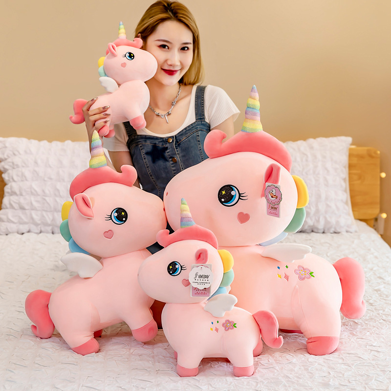 Colorful unicorn fleece toys, children's birthday gifts, cute dolls, plush toys, large throw pillows, cross-border wholesale Specification drawing
