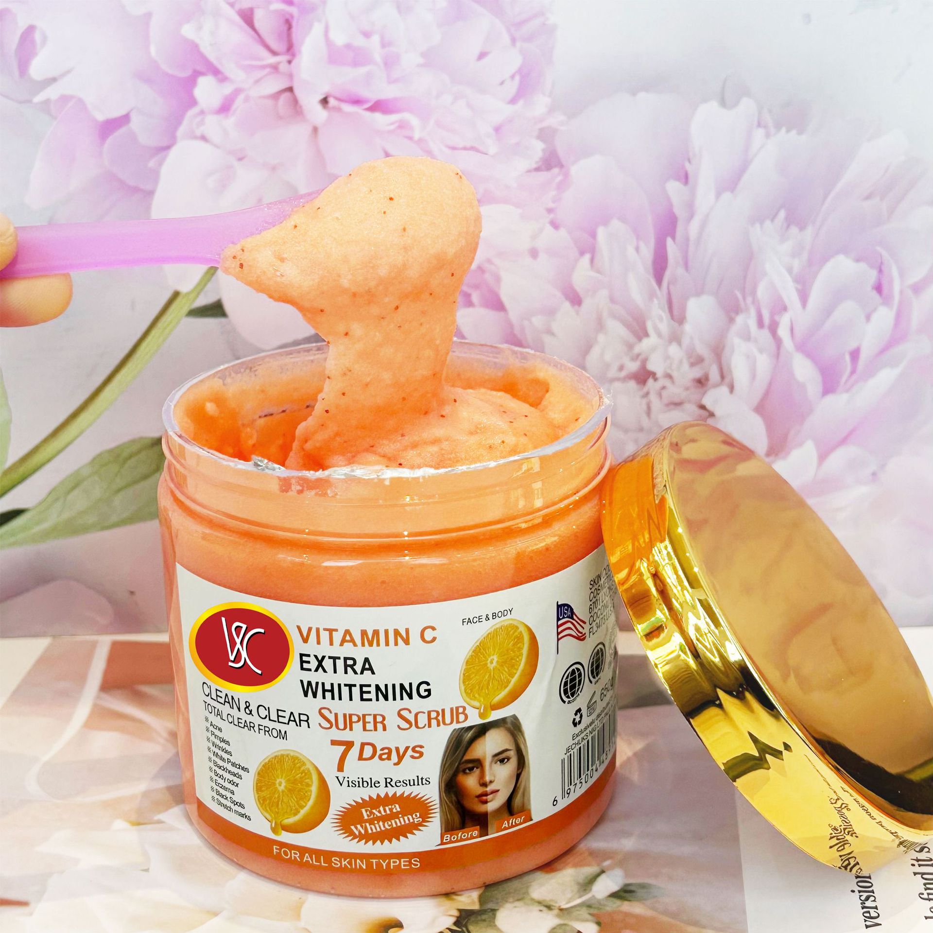 Cross-border VC wet salt Scrub Salt Bath Salt FACE & BODY 650g Exfoliating and cleansing export wholesale details Picture