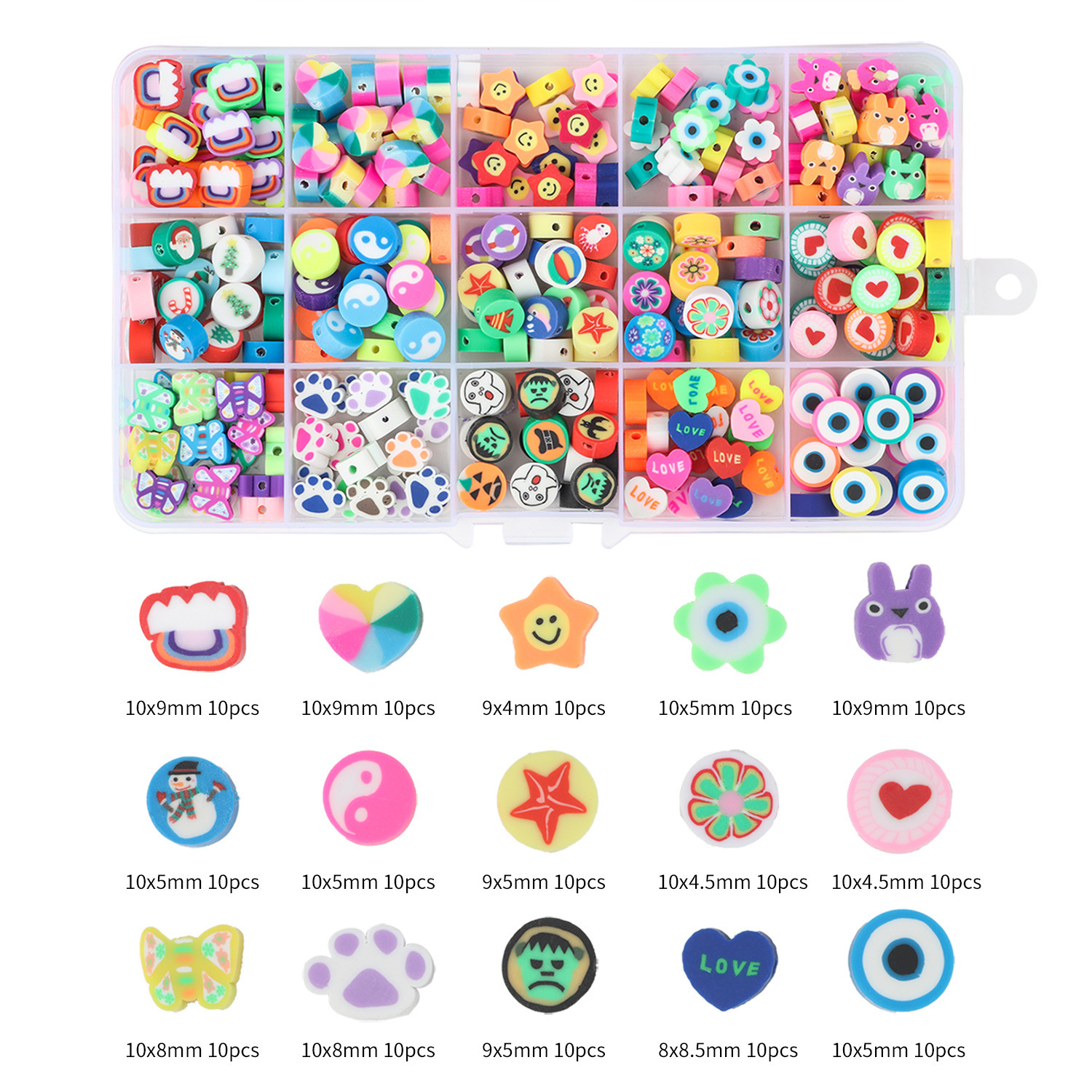 DIY making of soft clay beads, polymer clay loose beads, clay beaded bracelets, cartoon soft clay slices, handcrafted materials details Picture