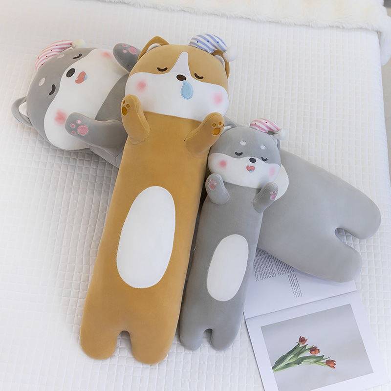 New hat Shiba Inu, Papa Dog plush toy pillow, village dog doll, long strip doll, Corgi living room pillow Application Scenario