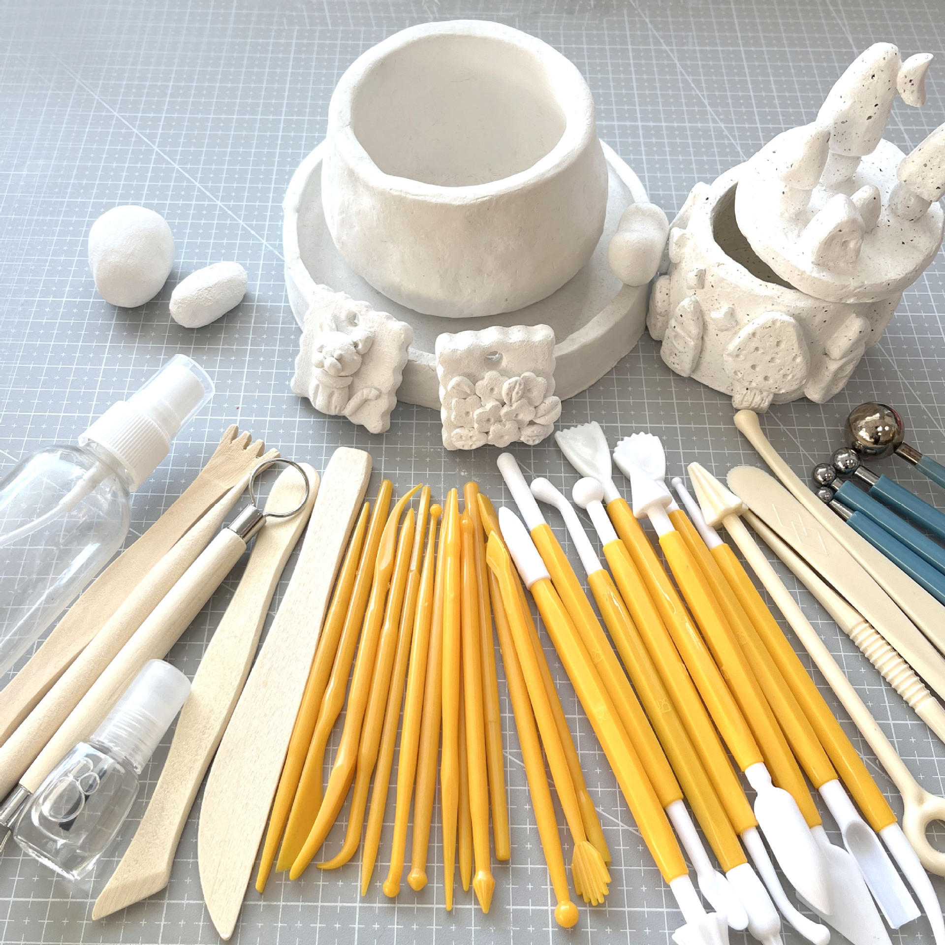 Wholesale of cross-border soft clay modeling knives, 5-piece set, double-head printing tools, multi-functional colored clay and plastic clay tools Specification drawing
