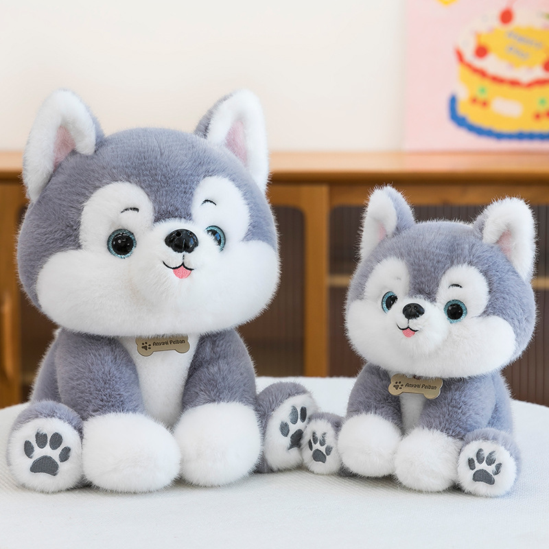 Cross-border simulation dog husky plush toy doll, children's cute dog doll, cloth doll gift full figure