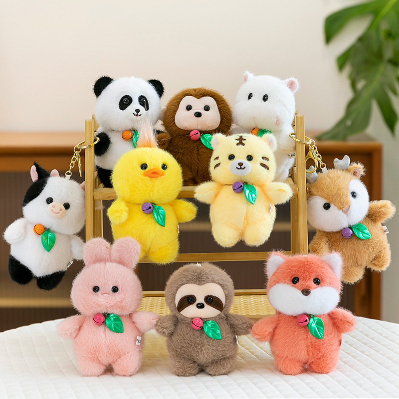 Cute zoo panda plush pendants are given to female students as schoolbag hangers, gift dolls, keychains and plush toys full figure
