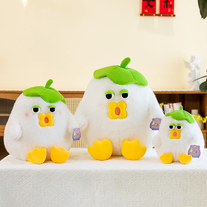 New lotus leaf chicken plush toy, little yellow chicken doll for girls to sleep in, night market street stall gift doll Application Scenario