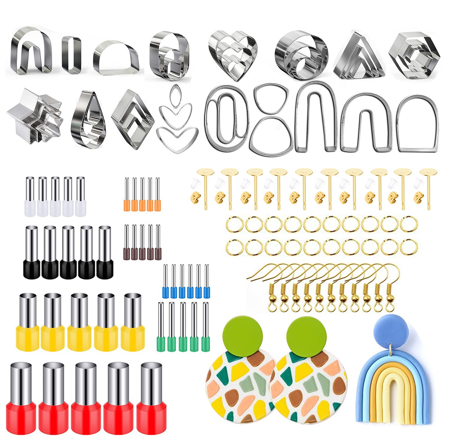 Cross-border 126PCS soft clay earring cutter with 40-round hole puncher jewelry earring mold DIY set Application Scenario