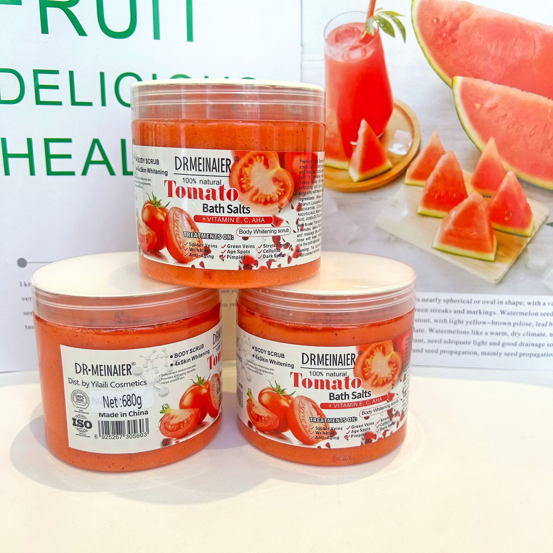 Cross-border trade tomato scrub bath salt 680g Foot bath salt Soaking foot salt Milk rose Lavender bath salt Application Scenario
