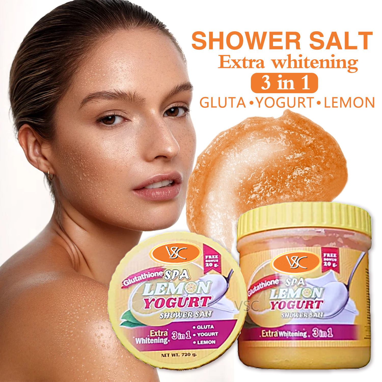 Cross-border lemon yogurt Scrub Body Wash Salt, Chicken Skin Removal, Brightening, Moisturizing, Deep Cleansing Scrub Body Wash 720g