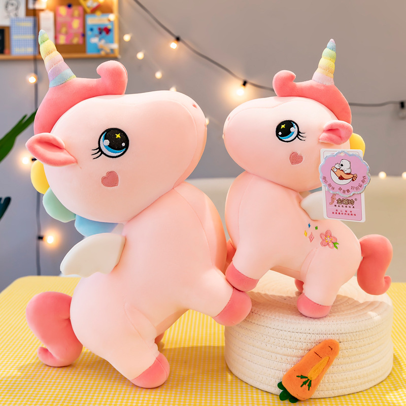 Colorful unicorn fleece toys, children's birthday gifts, cute dolls, plush toys, large throw pillows, cross-border wholesale full figure