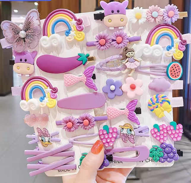 A 14-piece set of children's hair ties that won't hurt hair and look stylish. Girls can wear good hair bands and headwear. Girls can tie their hair in a ponytail with rubber bands detail image 2