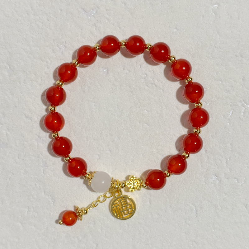 红玛瑙手链手串时尚饰品男女款手链潮流简约水晶手串手链配饰百搭款详情5