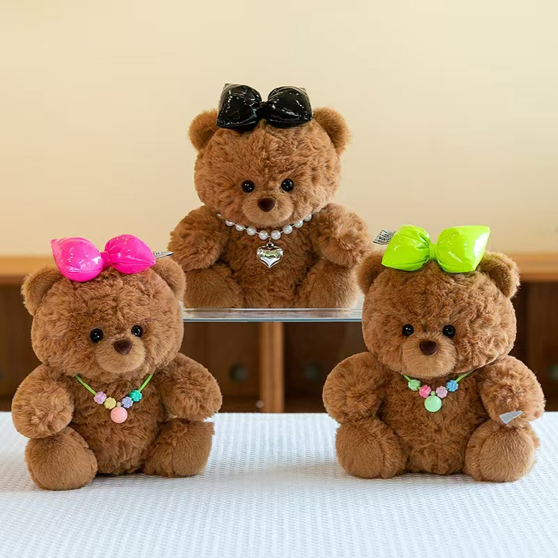 Cute bow tie Dudu Bear plush toy 8-inch claw machine doll, girls' gift Teddy bear doll wholesale details Picture
