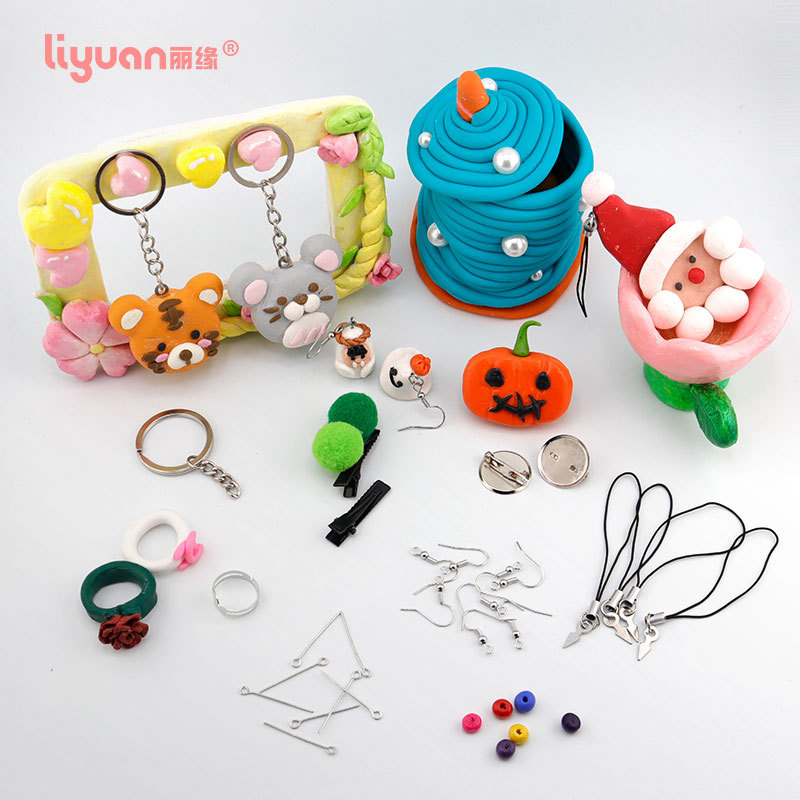 Soft clay ultra-light clay earring material package, key ring, key chain, mobile phone rope accessory package, handmade diy jewelry Application Scenario