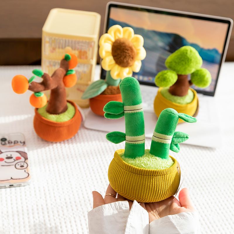 New cute and realistic sunflower potted plant cartoon plush toy persimmon car aromatherapy creative birthday gift details Picture