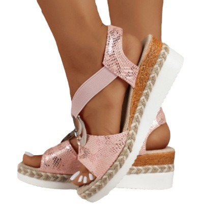 Cross-border trade large-sized sandals for women, 2024 summer new style European and American wedge heel goldfish mouth women's shoes, size 43 wish Item Picture
