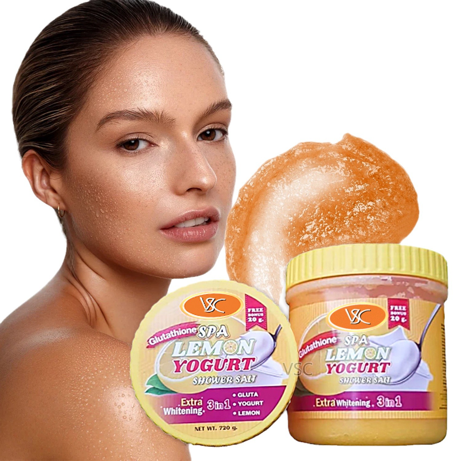 Cross-border lemon yogurt Scrub Body Wash Salt, Chicken Skin Removal, Brightening, Moisturizing, Deep Cleansing Scrub Body Wash 720g Item Picture