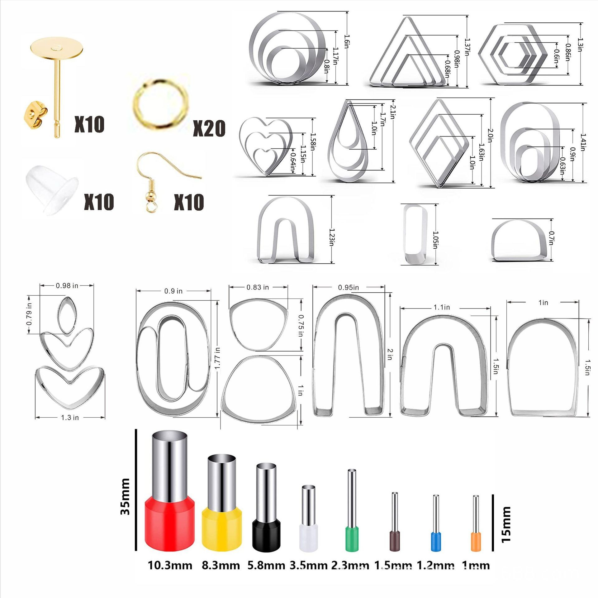 Cross-border 126PCS soft clay earring cutter with 40-round hole puncher jewelry earring mold DIY set Item Picture