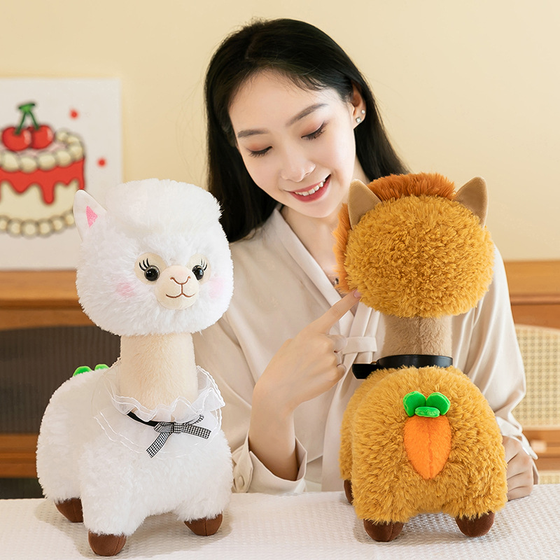 New cross-border cute alpaca wool toy figurines, children's birthday gifts, bed dolls, living room decorations Specification drawing