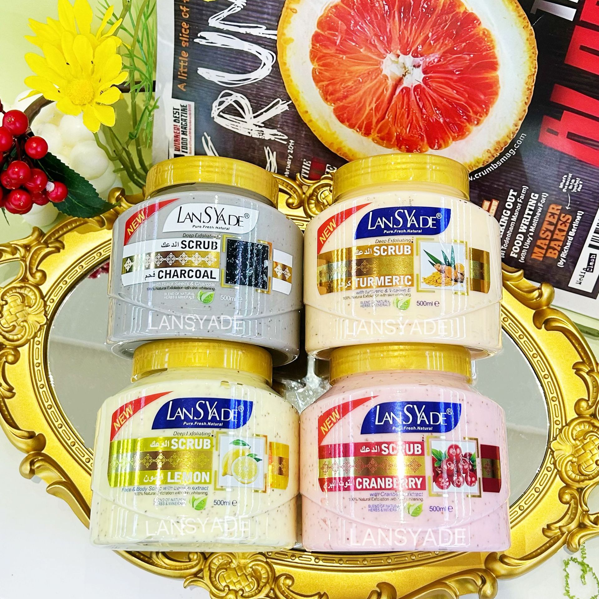 Cross-border Scrub 500ml Exfoliating Essence Deep Cleansing Gentle Exfoliating Mud Remover for export wholesale Specification drawing