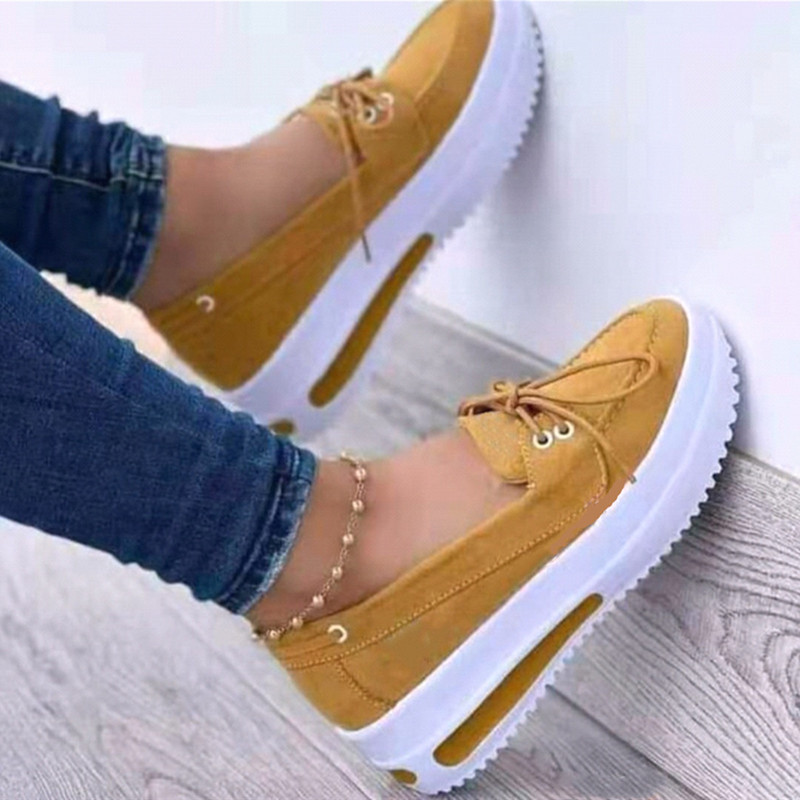 Cross-border trade large-sized casual single shoes for women 2024 Spring and autumn new round toe thick-soled low-top lace-up flat casual shoes full figure