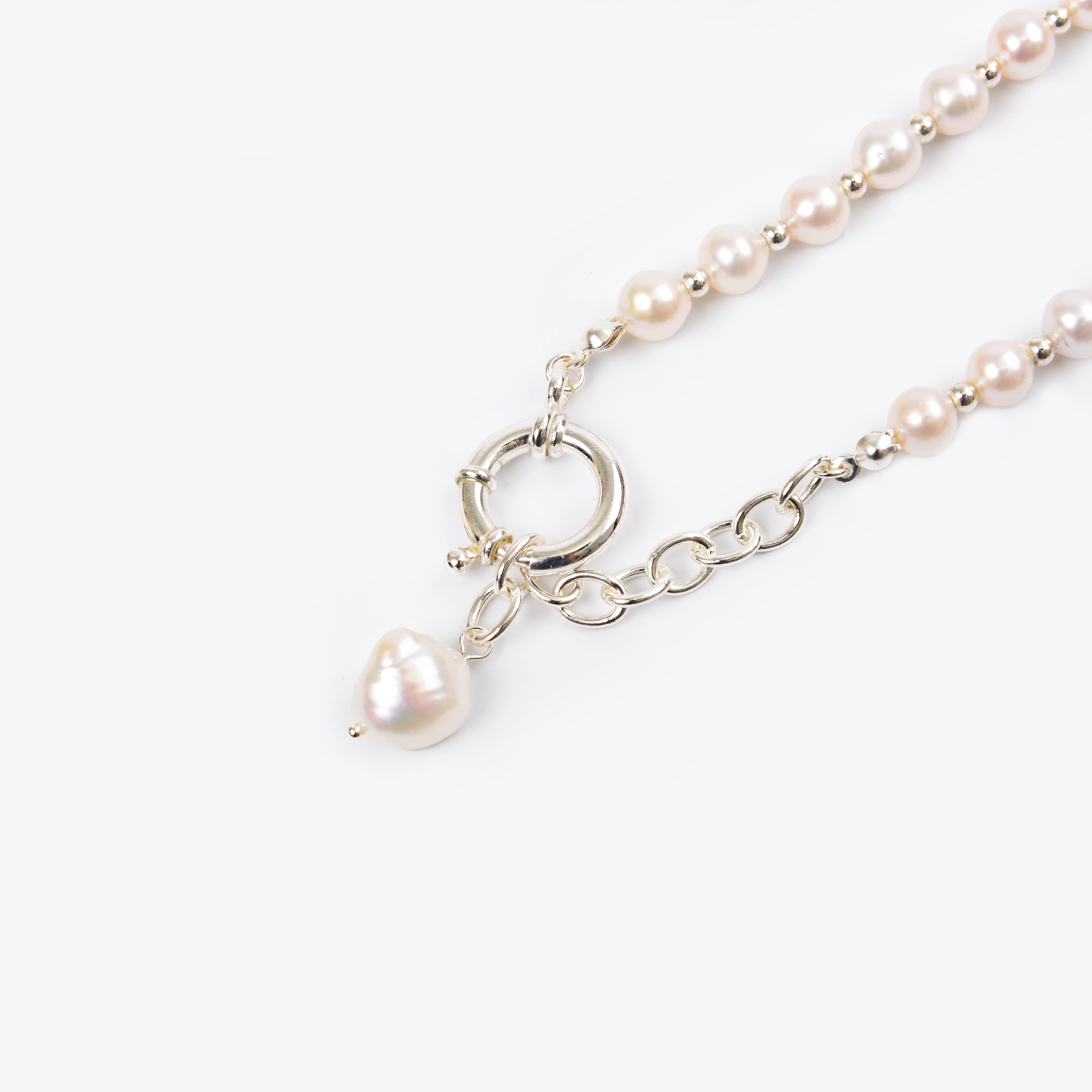 欧美跨境爱心珍珠项链爱心珍珠手链 白底实物图