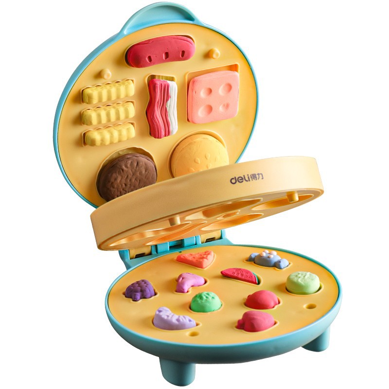 Deli 67802 hamburger machine, colored clay children's plasticine noodle machine, toy wholesale, clay mold set wholesale Item Picture