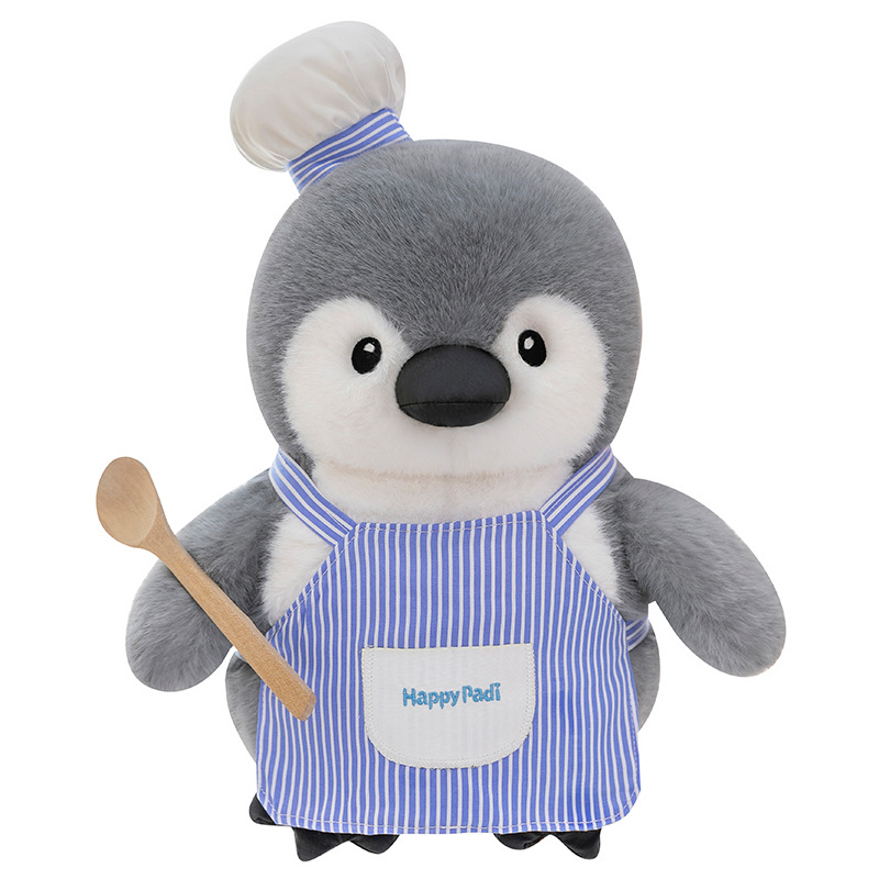 "Internet celebrity genuine painter chef penguin plush toy, fishing penguin doll, birthday and Christmas gift for girls. Item Picture