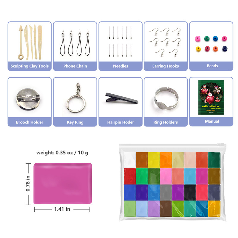 32-color set of soft clay children's colored clay polymer clay toy rubber colored clay 12-color 24-color soft clay details Picture