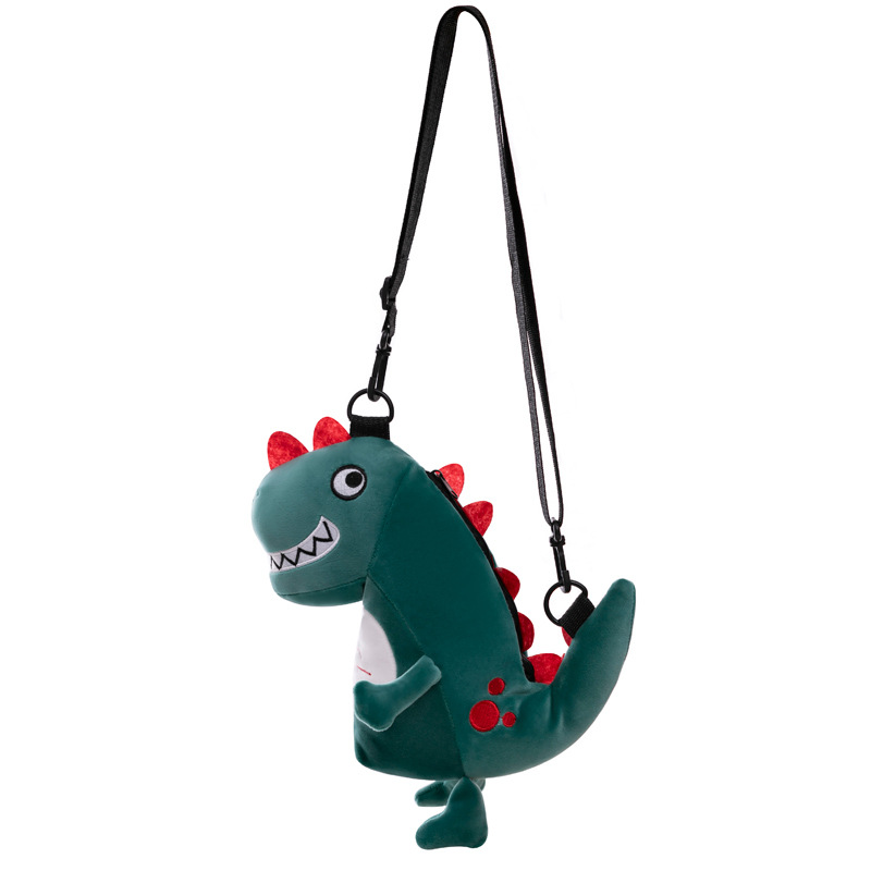 Factory direct sales of new products: plush dinosaur bags, single-shoulder crossbody bags, children's loose change backpacks, cartoon dinosaur dolls Item Picture