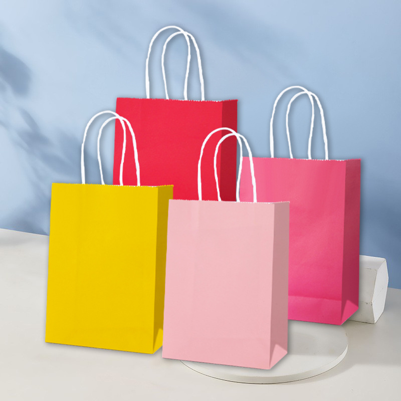 马卡龙纯色白牛皮纸袋烘焙奶茶外卖打包袋