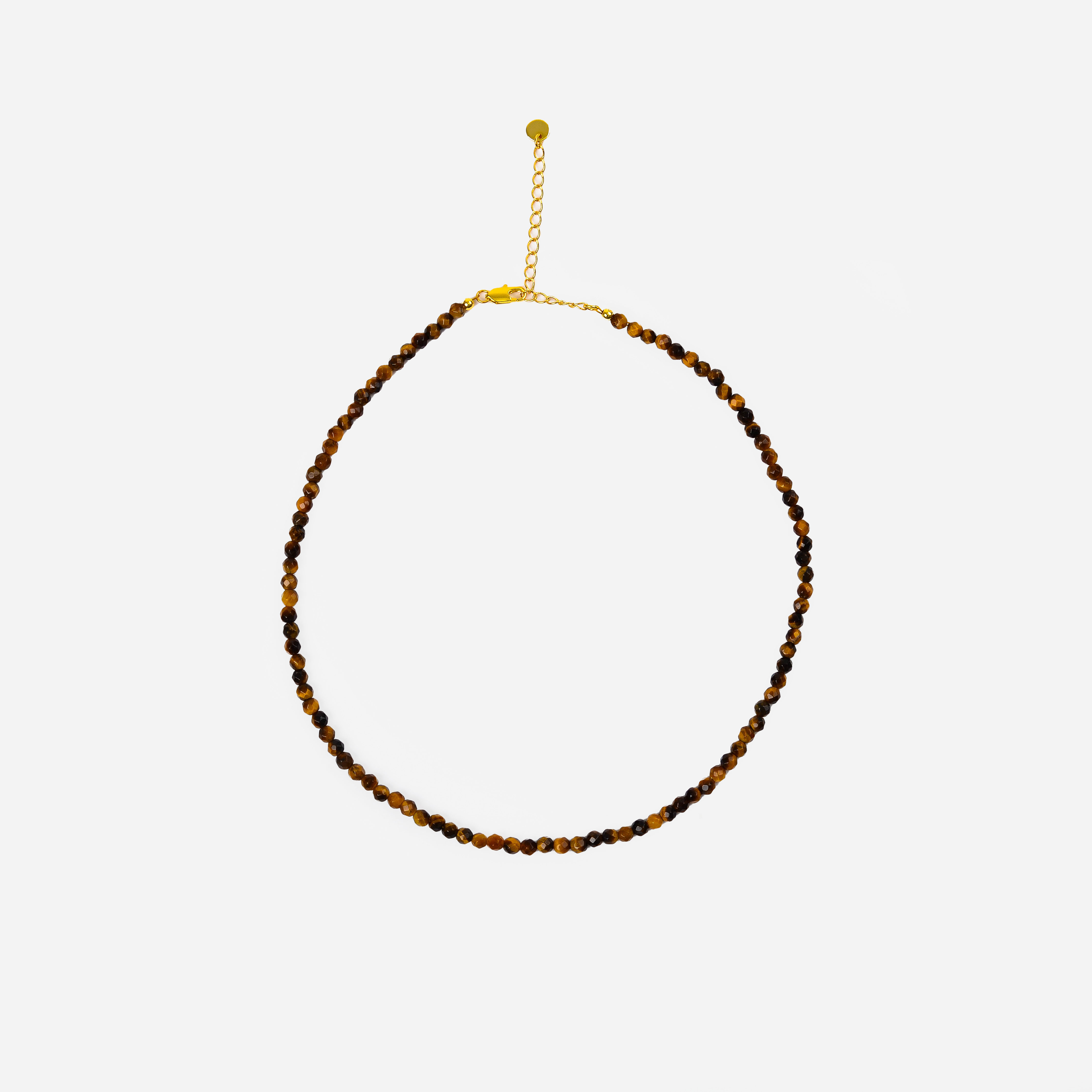 High-end Maillard brown natural tiger's eye bead necklace, pure silver feminine round bead collarbone chain for spring and summer Application Scenario