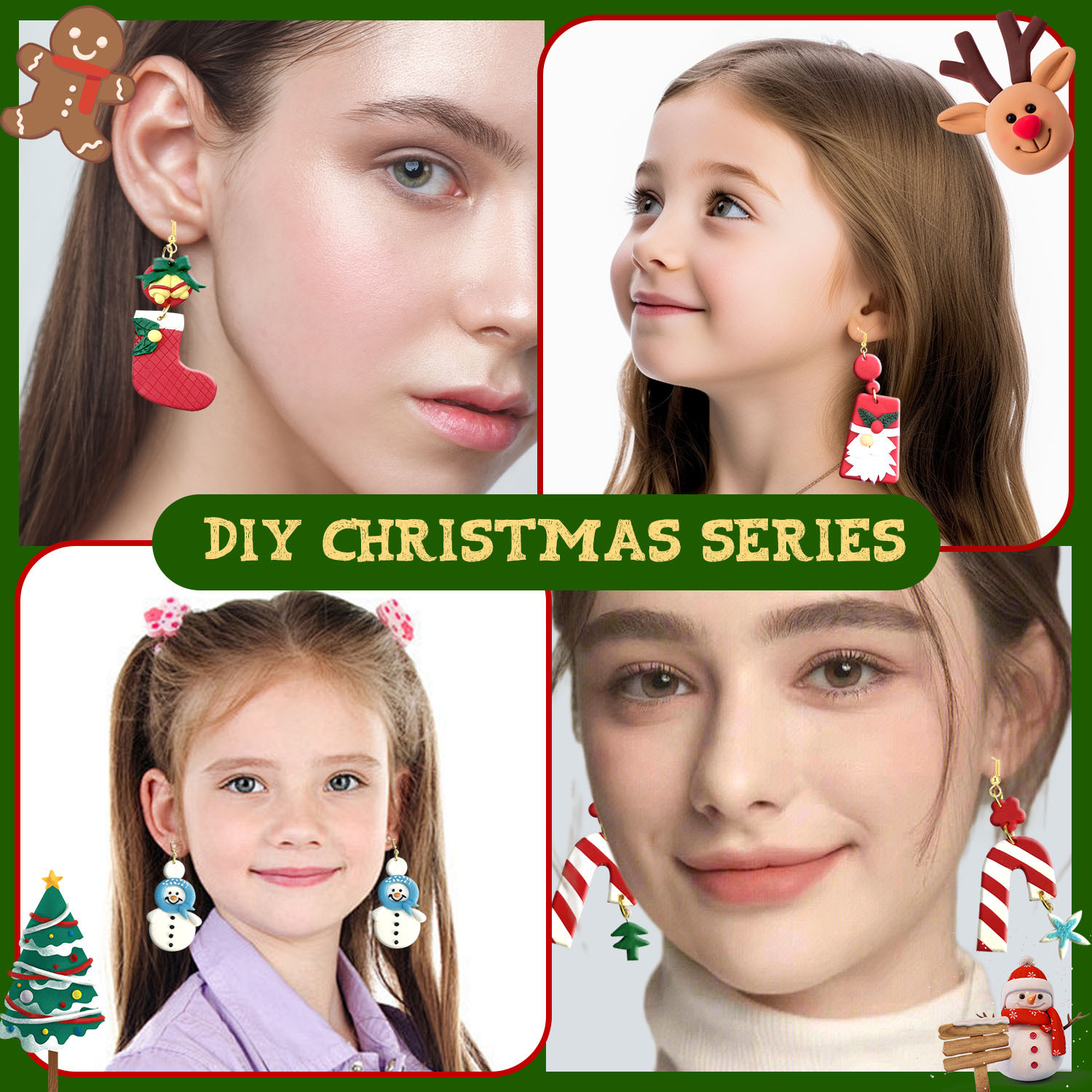 Cross-border Christmas color box soft clay handmade diy tool set earrings mold Geometric pattern cutter details Picture