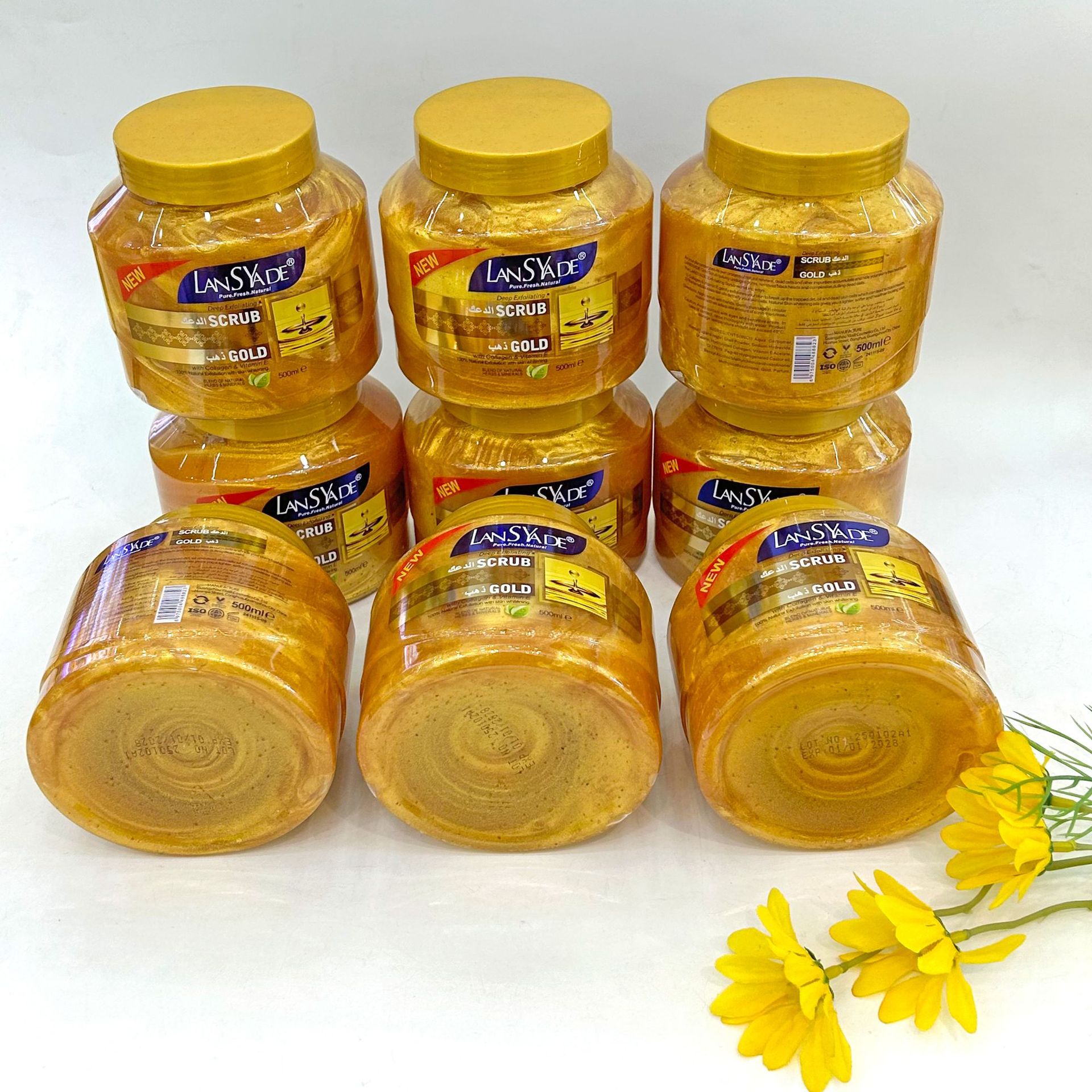 Cross-border 24K gold Scrub 500g Cleansing, Soothing and firming Mask Cream wholesale for export Specification drawing