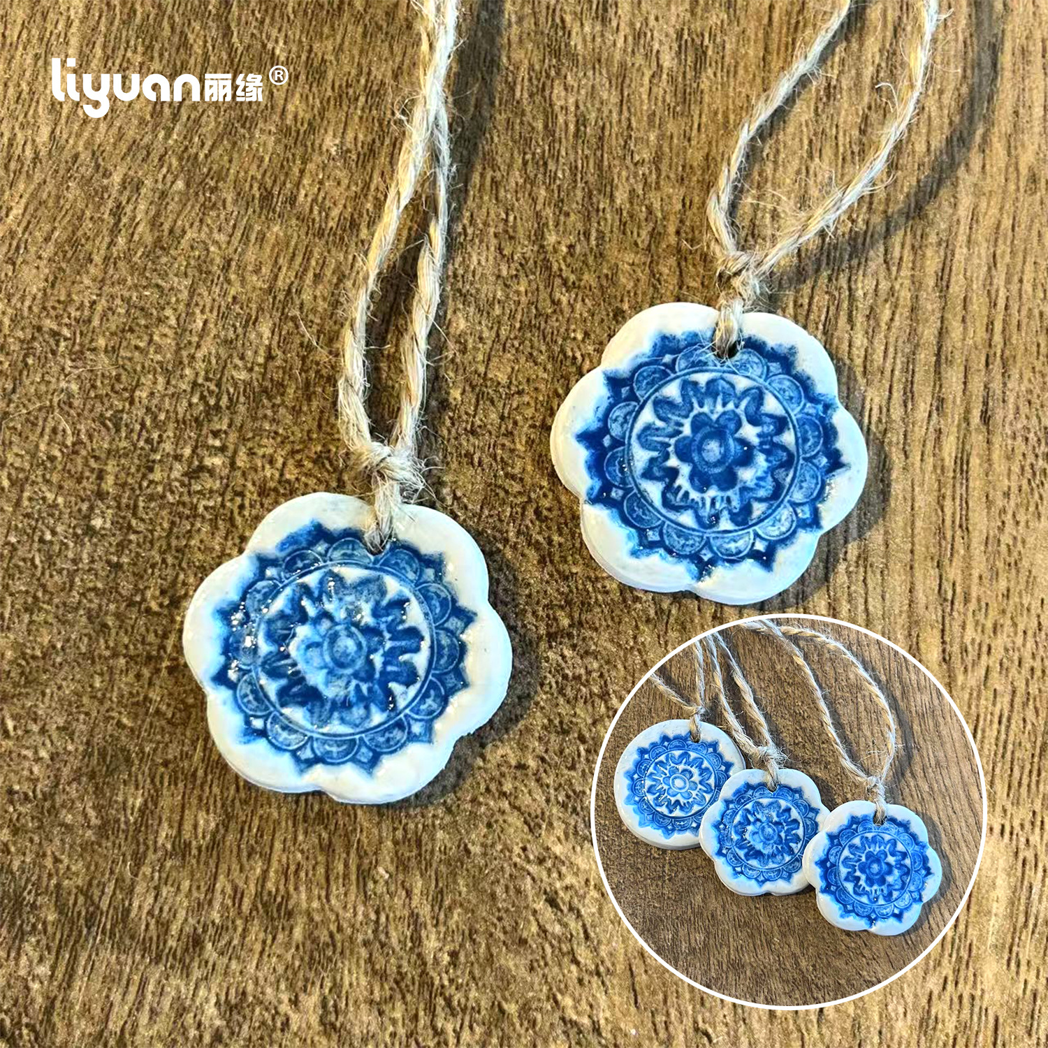 Cross-border soft clay blue and white porcelain series necklaces, jewelry, children's clay figurines, handcrafted colored clay DIY ornaments and toy sets details Picture