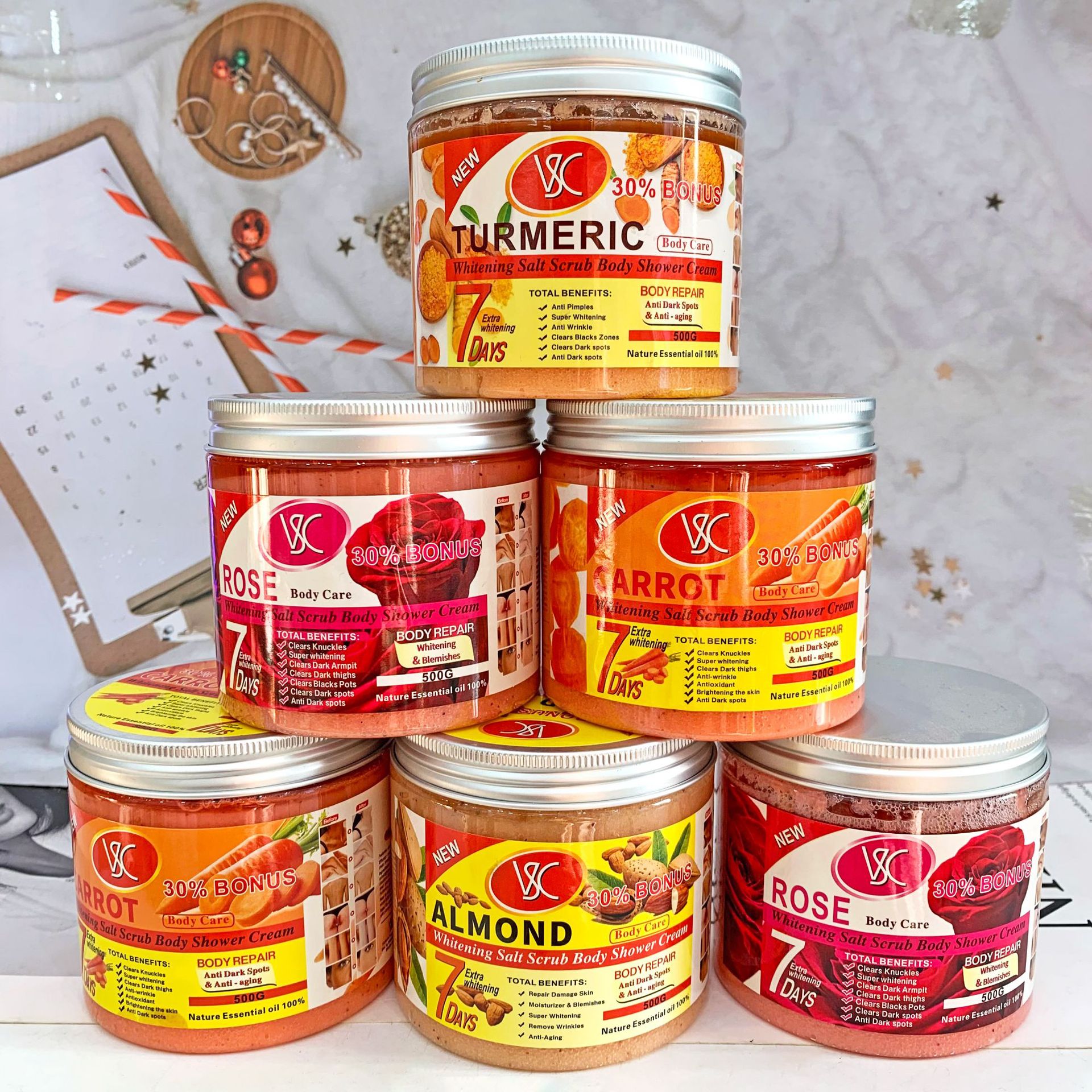 Cross-border turmeric ground sugar 500g brightening and moisturizing the whole body, mashed chicken skin exfoliating rose bath salt for export Specification drawing