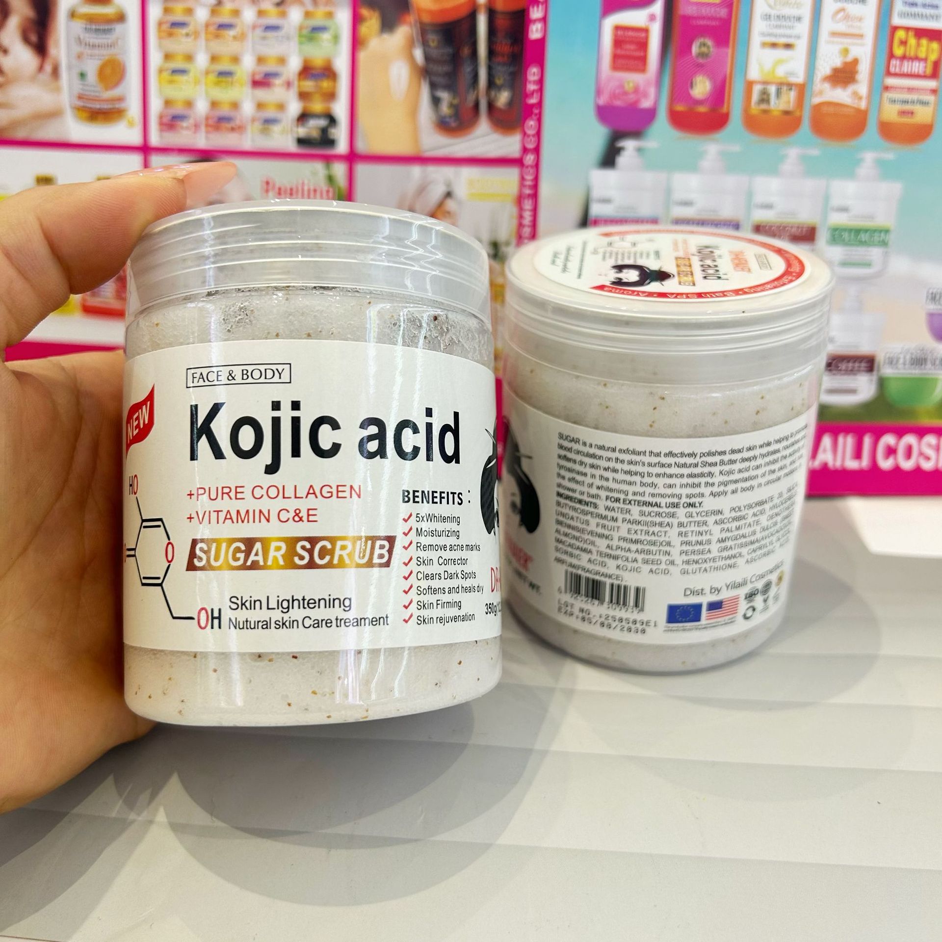 Cross-border Kojic acid bath Salt 350g Scrub for deep exfoliation and chicken skin removal, factory wholesale Specification drawing