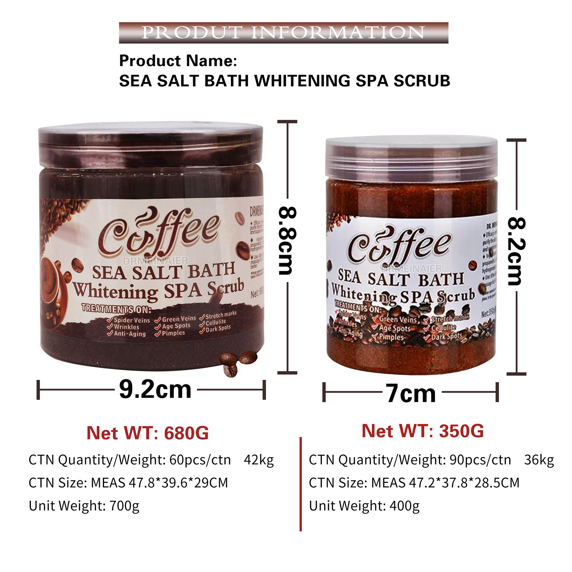 Cross-border coffee bubble Scrub Bath Salt, chicken skin Exfoliating and dead skin moisturizing scrub, coffee wet salt 350g Item Picture
