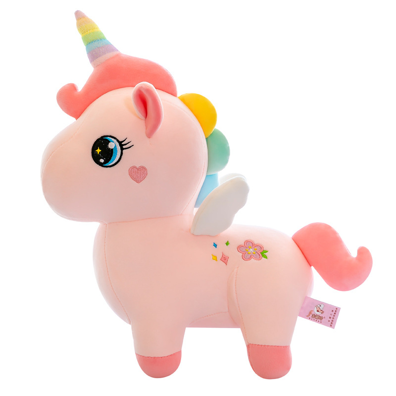 New Rainbow Unicorn fleece toy, cross-border cute cartoon angel unicorn figurine, large sleeping pillow Item Picture