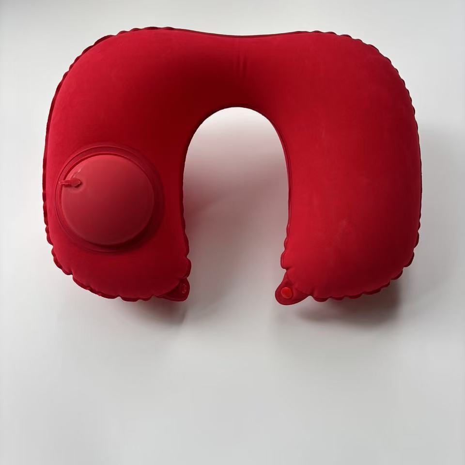 Inflatable U-shaped pillow, press automatic inflation portable travel neck support pillow, airplane pillow, three treasures for outdoor travel inflatable pillow Specification drawing