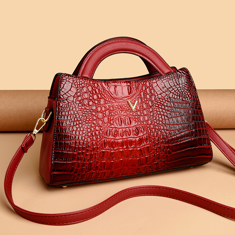 Fashionable crocodile print bag for women 2025, a new foreign trade women's bag. Trendy embossed single-shoulder bag for women, a high-end feel Specification drawing