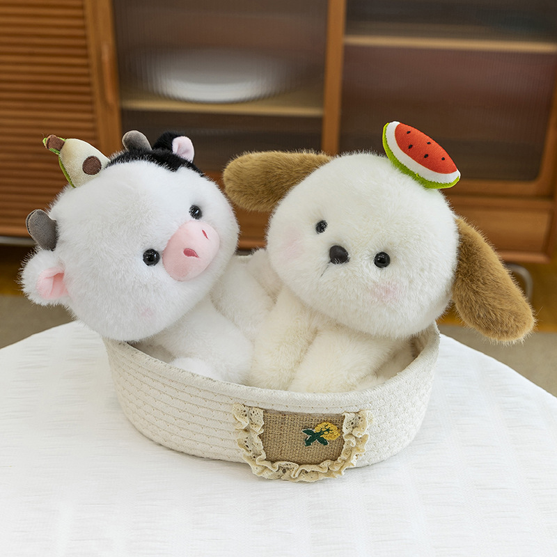 New fruit animal panda table companion doll figurine, cute cow doll plush toy, girlfriend birthday gift Specification drawing