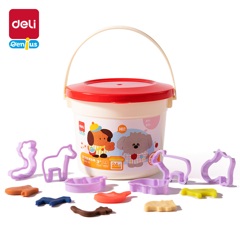 Deli yc248 food-grade antibacterial plasticine for children and primary school students diy 12-color bucket toys Item Picture