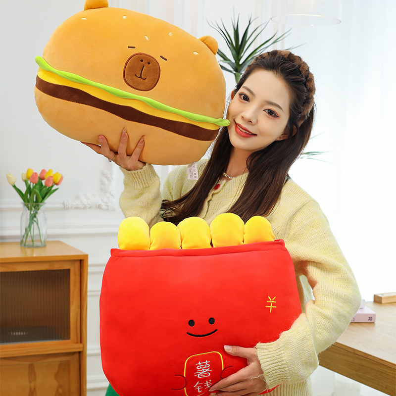 New cartoon French fries plush toy, pillow doll, hamburger capybara doll, and cloth doll are perfect birthday gifts for girls Application Scenario