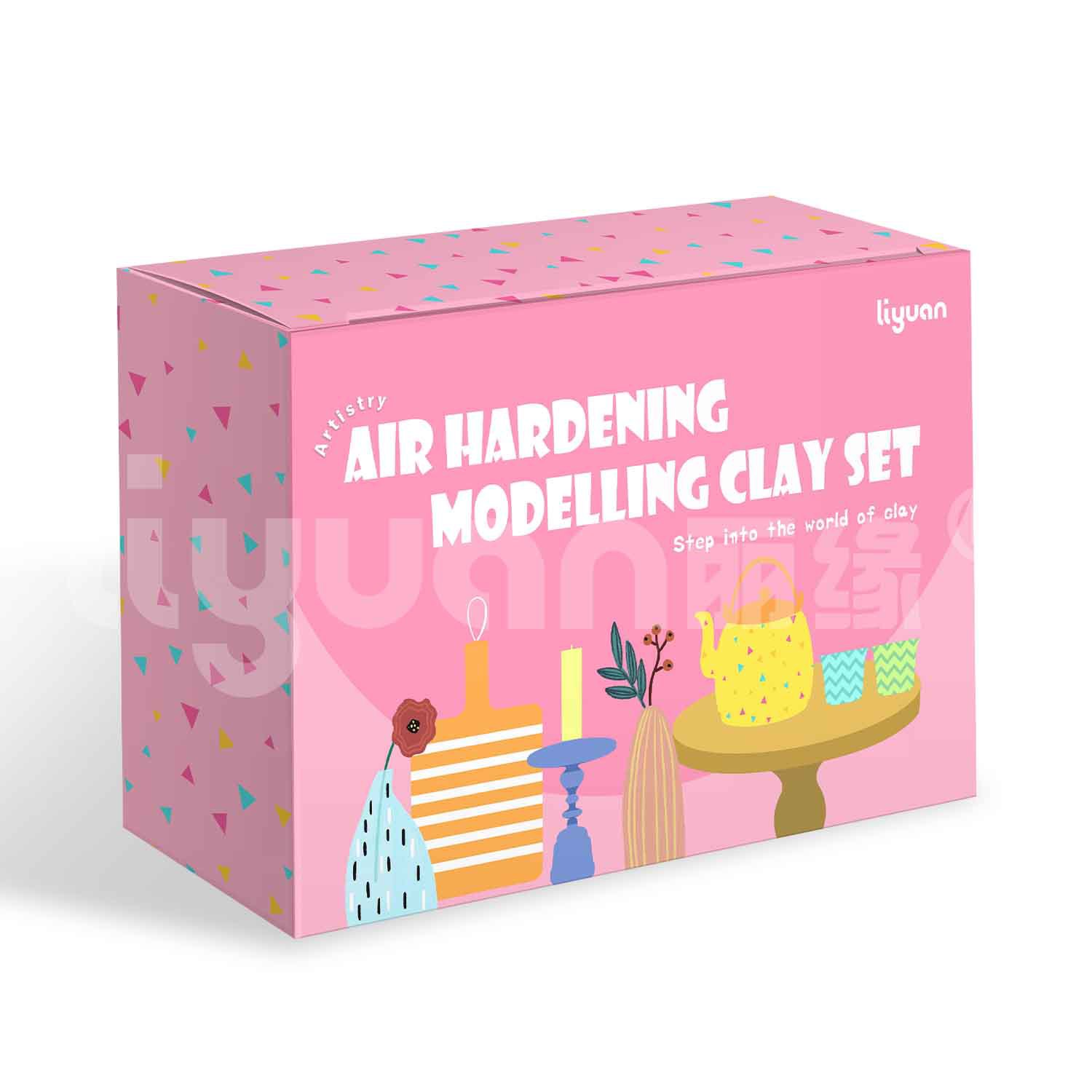 Cross-border standard stone plastic clay air-dried pottery clay children's educational diy clay sculpture material package, handcrafted color box tool set Item Picture