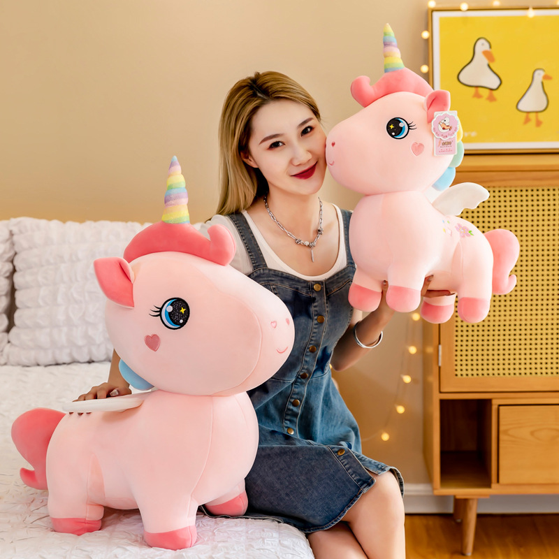 Colorful unicorn fleece toys, children's birthday gifts, cute dolls, plush toys, large throw pillows, cross-border wholesale details Picture